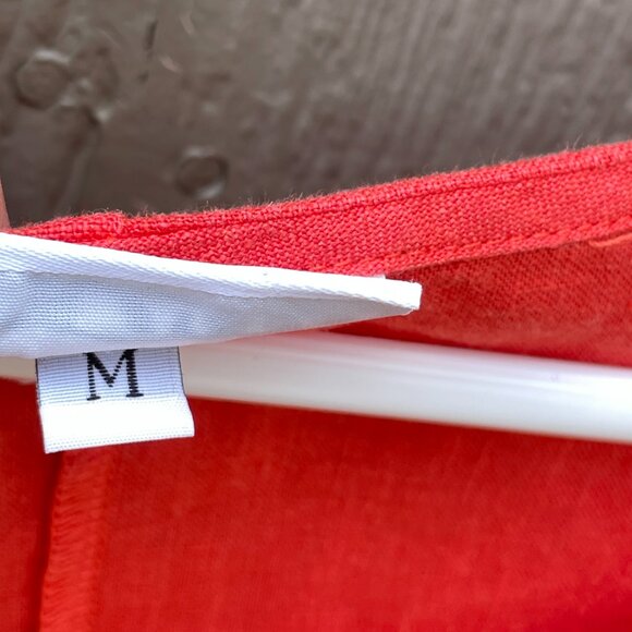 Bryn Walker 100% Linen Dress Size M  Coral Lagenlook Hippie Coastal Minimal Very - Picture 6 of 9